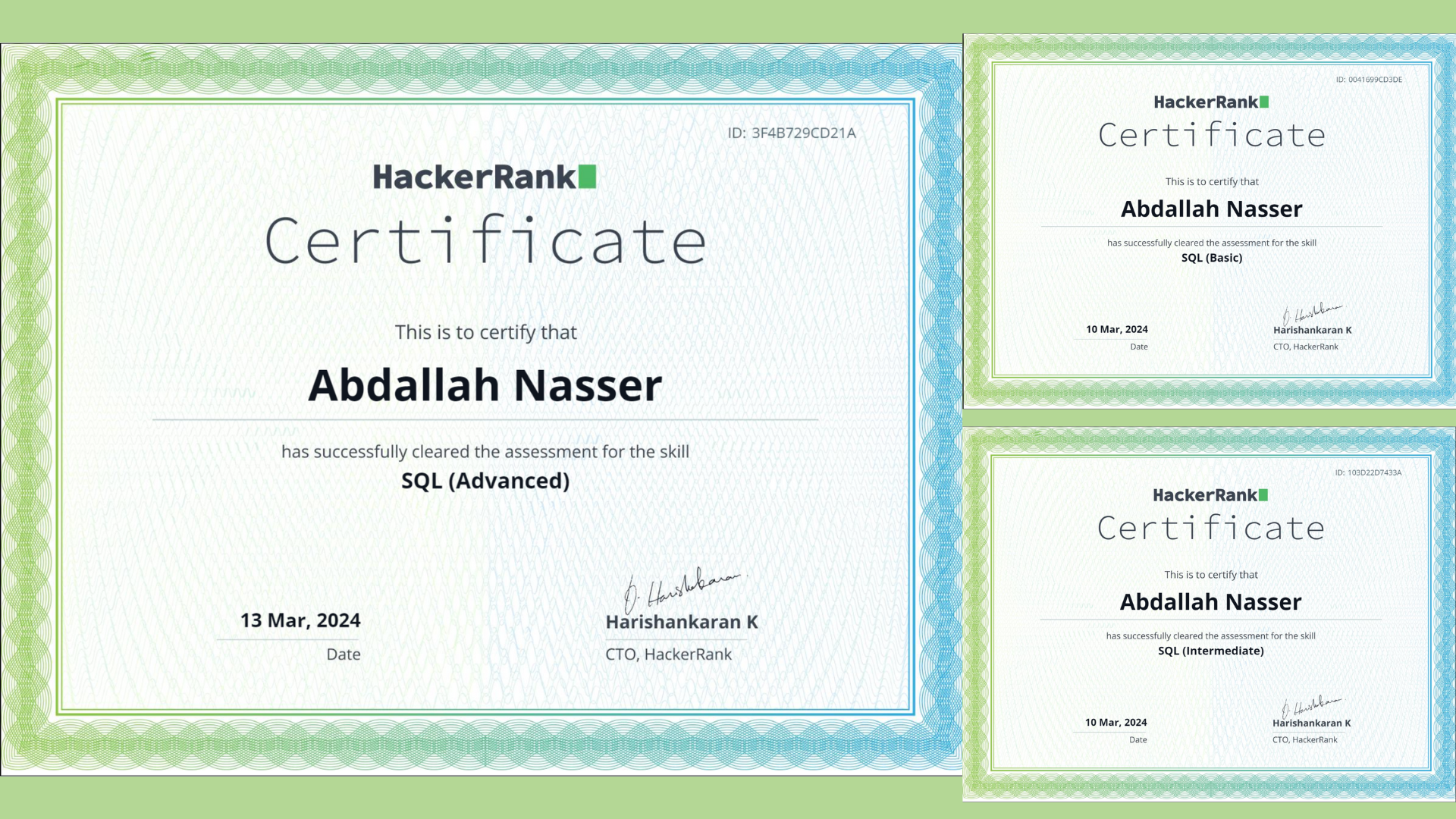 Hackerrank SQL Certifications