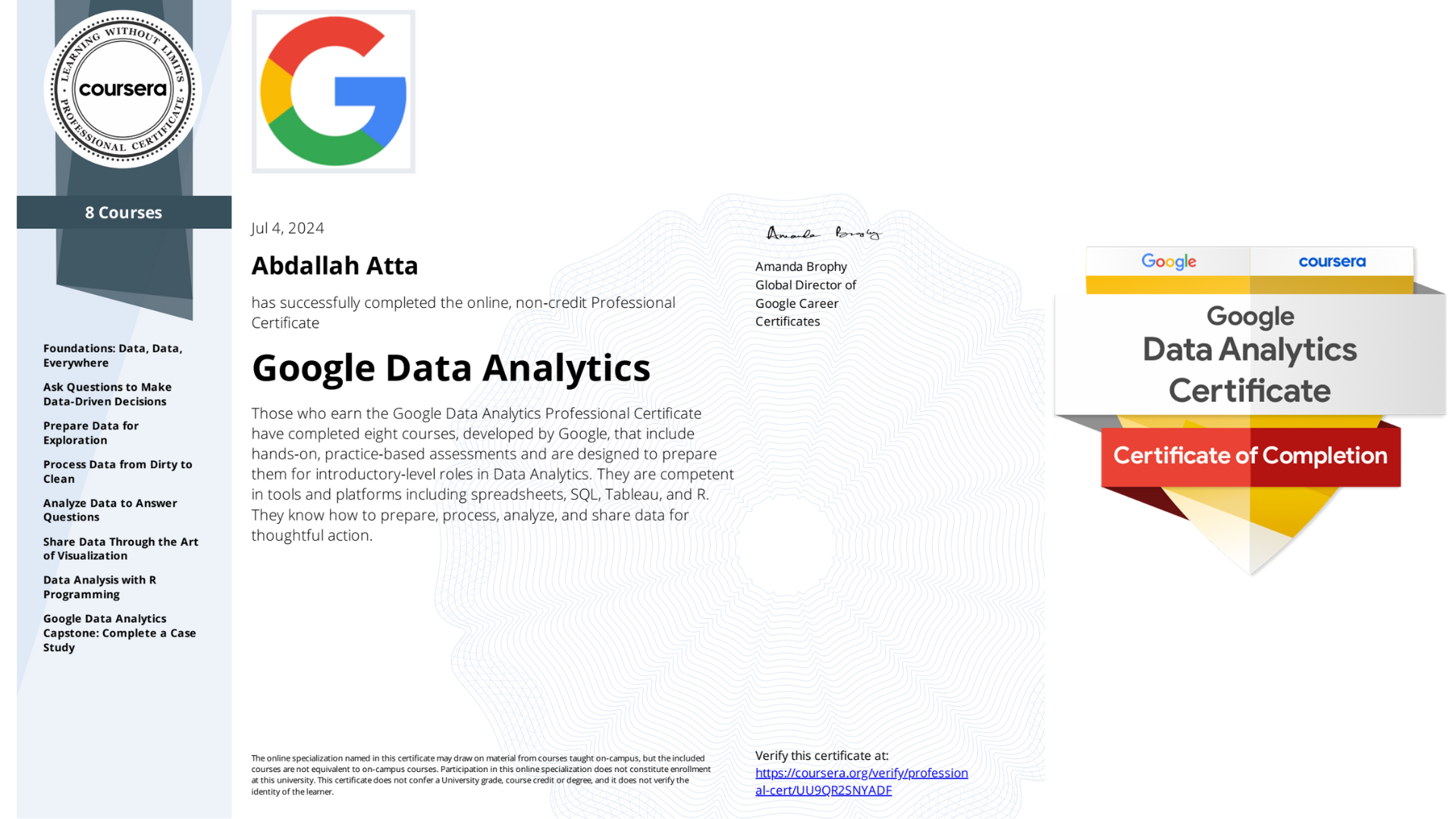 Google Data Analytics Professional Certification