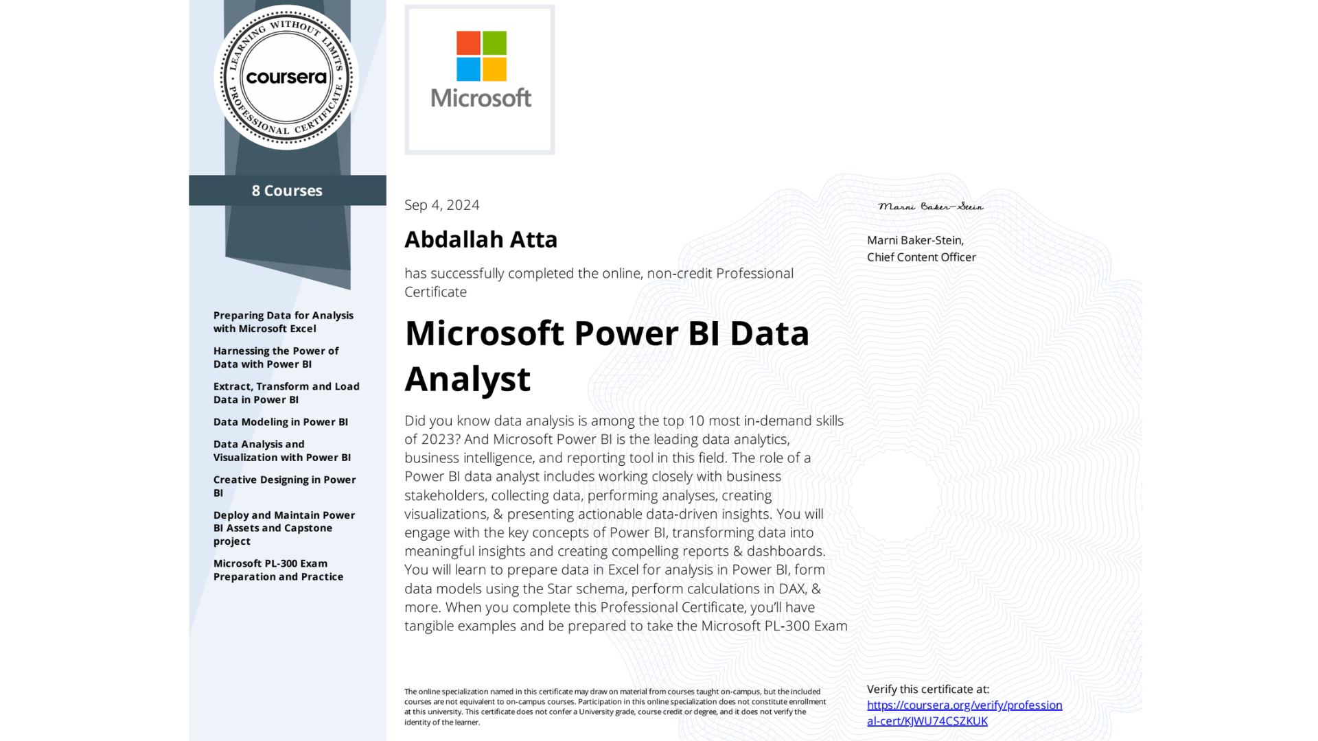 Microsoft Power BI Data Analyst (Coursera)